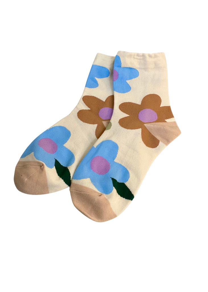 WOMAN DAISY CREW SOCKS - CREAM