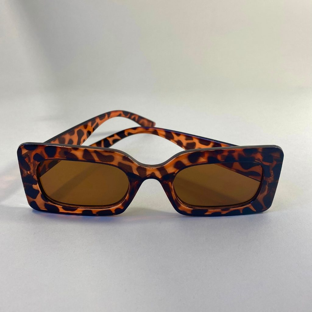 Rectangular Framed Sunglasses - LEOPARD